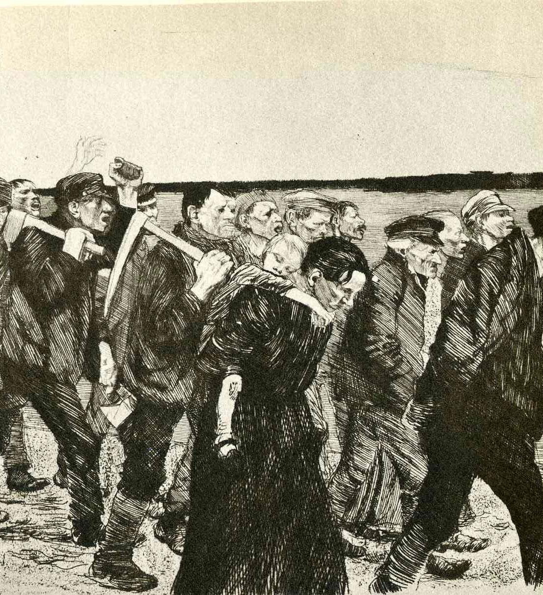 The March of the Weavers in Berlin (1897) by Käthe Kollwitz